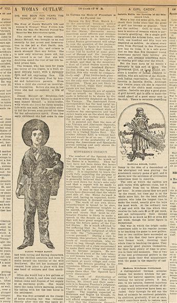 Female Outlaws of the Old West. Three 19th Century Newspaper Accounts of their Exploits, 1886, 1898, & 1899.